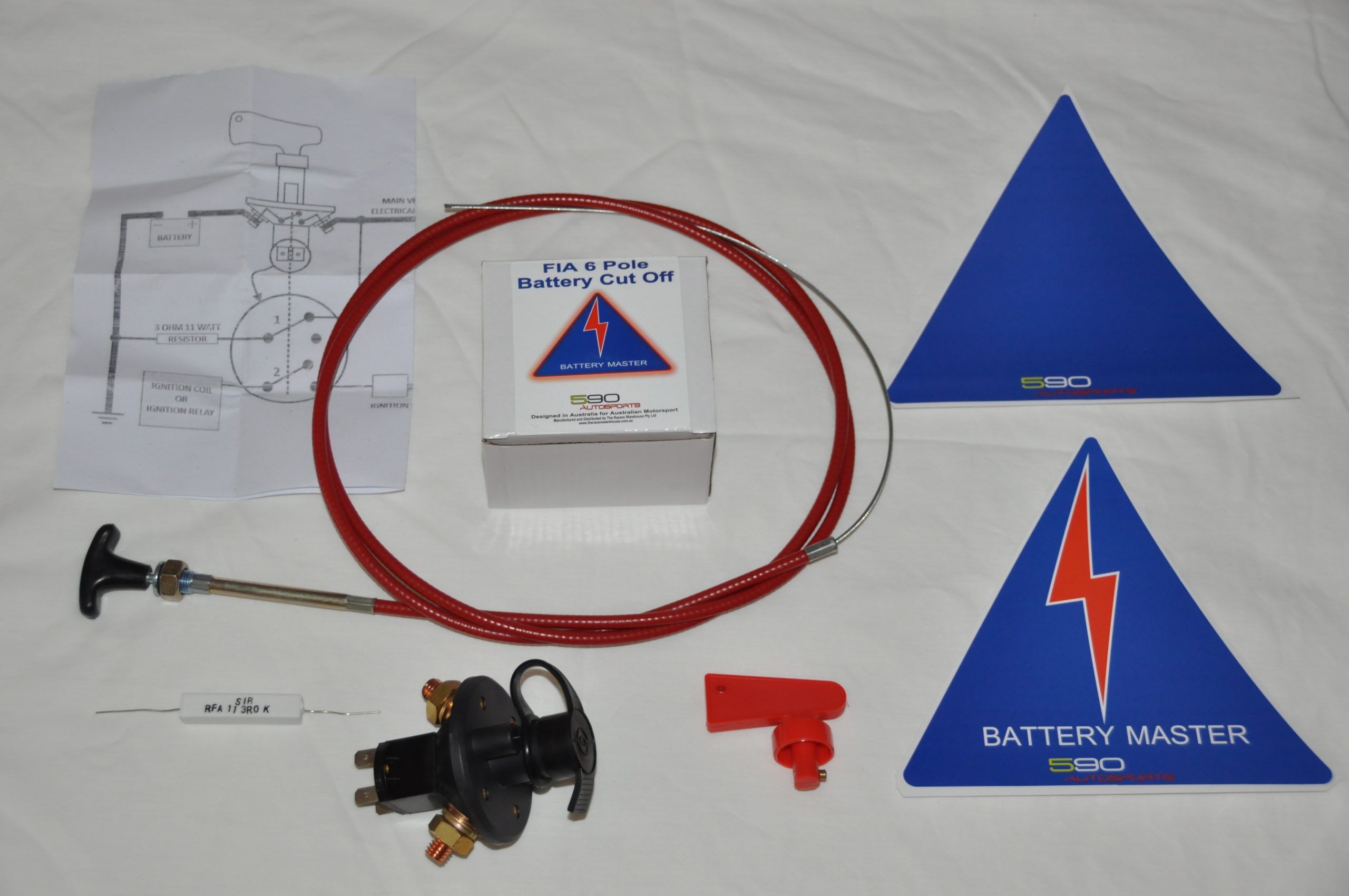 590 Autosports 6 Pole FIA Battery Isolator and Pull cable kit